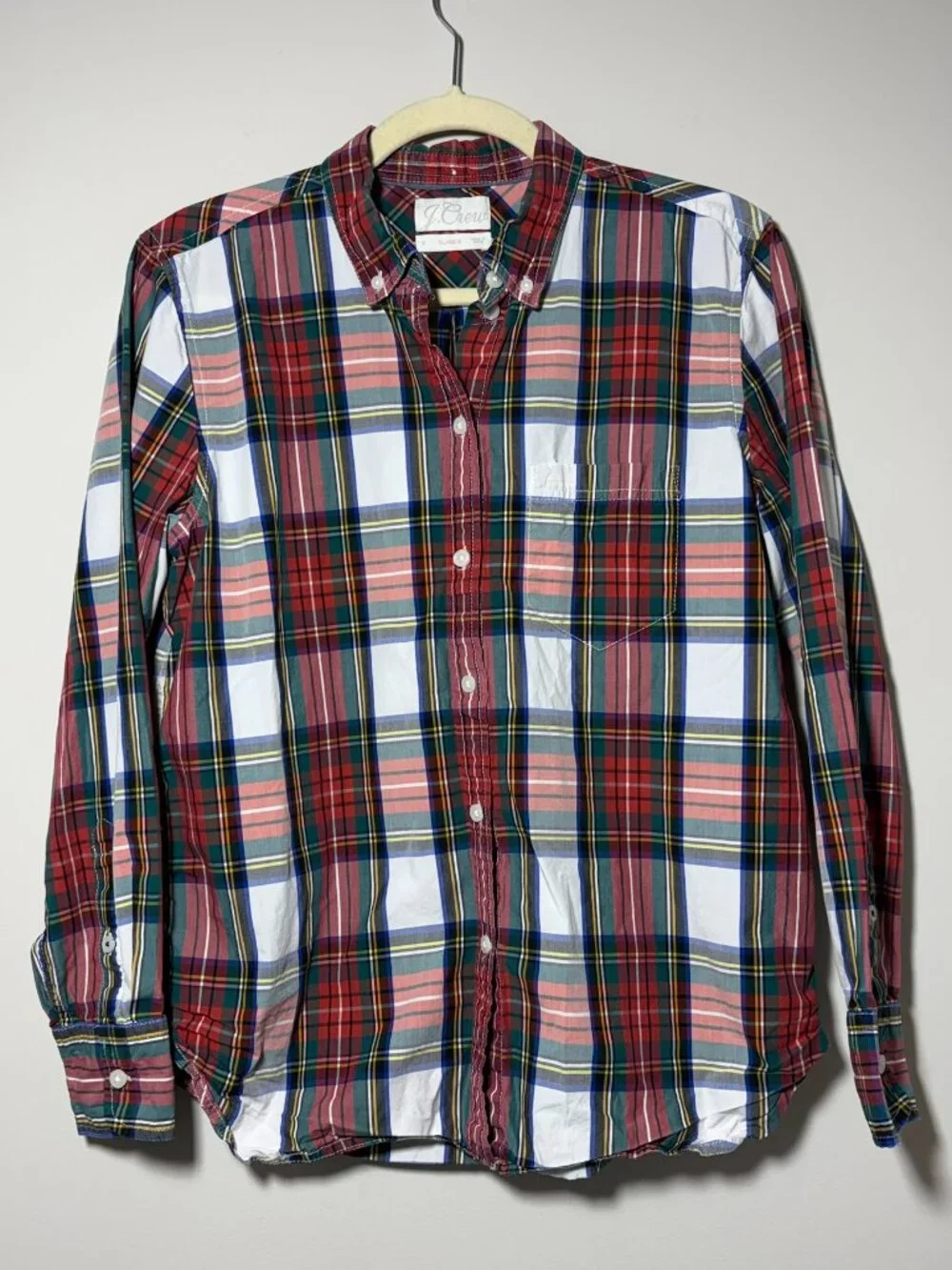 J.Crew Secret Wash Plaid Shirt Cotton Poplin Button Down - Men’s Small